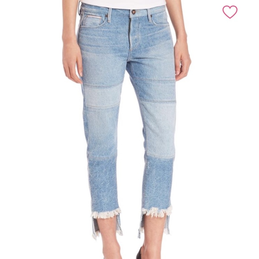 Tortoise Jeans Patchwork Raw Edge Denim - image 1